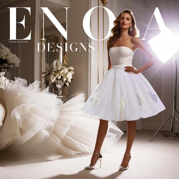 Bridal Tulle Skirt with Lace Appliques Womens One Size OS White Knee Length Tutu - Picture 1 of 10